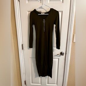 Elegant Green Long Sleeve Dress